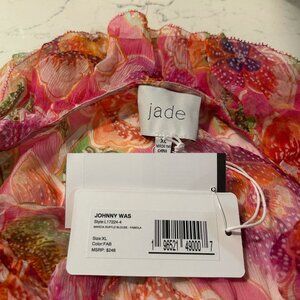 NWT Johnny Was Marcia Floral Pink Ruffle Silk Blouse Women Size XL